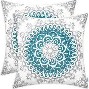 Throw Pillow Covers Pack of 2 Mandala Dahlia Floral Medallion